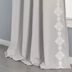 Kirklands Home Curtains & Drapes|Geometric Border Curtain Panel, 84 in. Gray