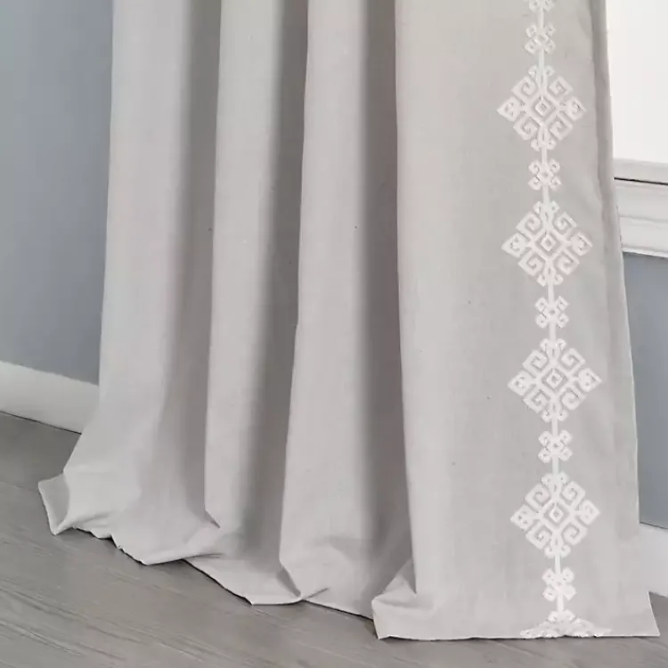 Kirklands Home Curtains & Drapes|Geometric Border Curtain Panel, 84 in. Gray