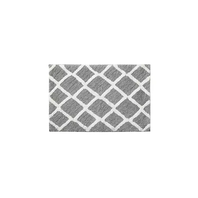 Kirklands Home Bathroom Rugs|Gray Geometric Pattern Reversible Bath Mat, 34 in.
