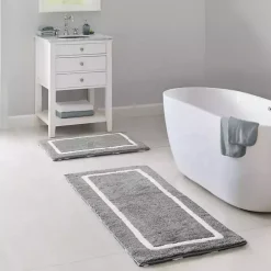 Kirklands Home Bathroom Rugs|Gray Geometric Pattern Reversible Bath Mat, 34 in.