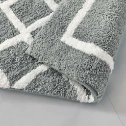 Kirklands Home Bathroom Rugs|Gray Geometric Pattern Reversible Bath Mat, 34 in.