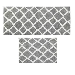 Kirklands Home Bathroom Rugs|Gray Geometric Pattern Reversible Bath Mat, 34 in.