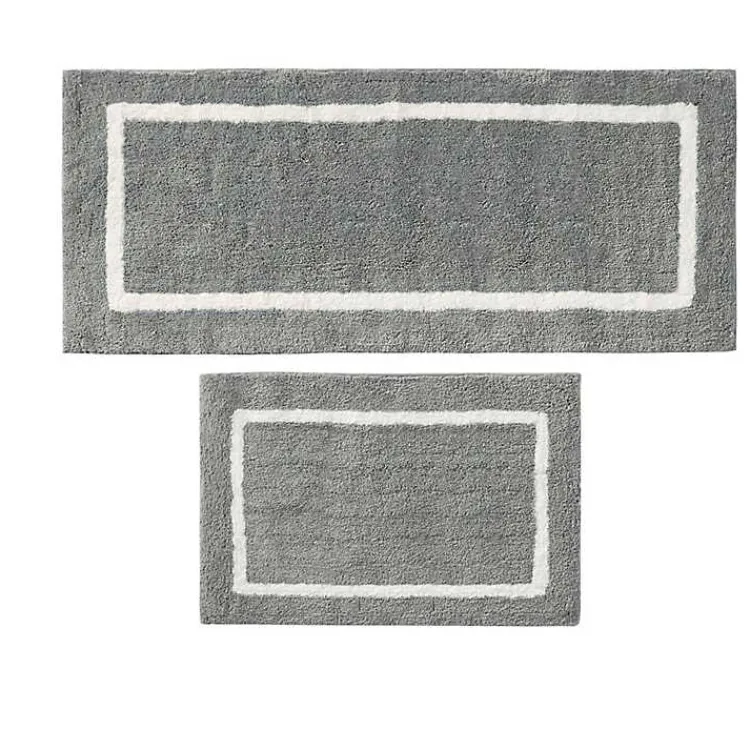 Kirklands Home Bathroom Rugs|Gray Geometric Pattern Reversible Bath Mat, 34 in.
