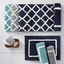 Kirklands Home Bathroom Rugs|Gray Geometric Pattern Reversible Bath Mat, 34 in.