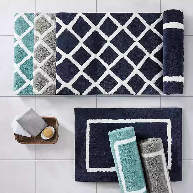 Kirklands Home Bathroom Rugs|Gray Geometric Pattern Reversible Bath Mat, 34 in.