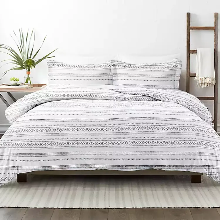 Kirklands Home Duvets|Gray Geometric 3-Pc. Queen Duvet Cover Set