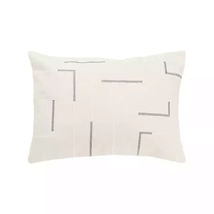 Online Gray Geometric Woven Lines Throw Pillow Pillows