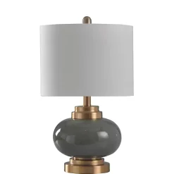 Kirklands Home Table Lamps|Gray Glass and Copper Metal Table Lamp White