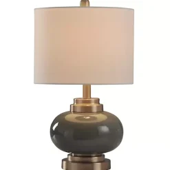 Kirklands Home Table Lamps|Gray Glass and Copper Metal Table Lamp White