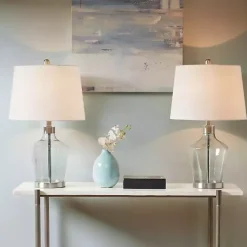 Kirklands Home Table Lamps|Gray Glass Bold Table Lamps, Set of 2 White