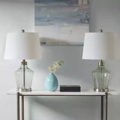 Kirklands Home Table Lamps|Gray Glass Bold Table Lamps, Set of 2 White