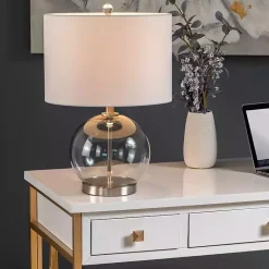 Kirklands Home Table Lamps|Gray Glass Globe Table Lamp White
