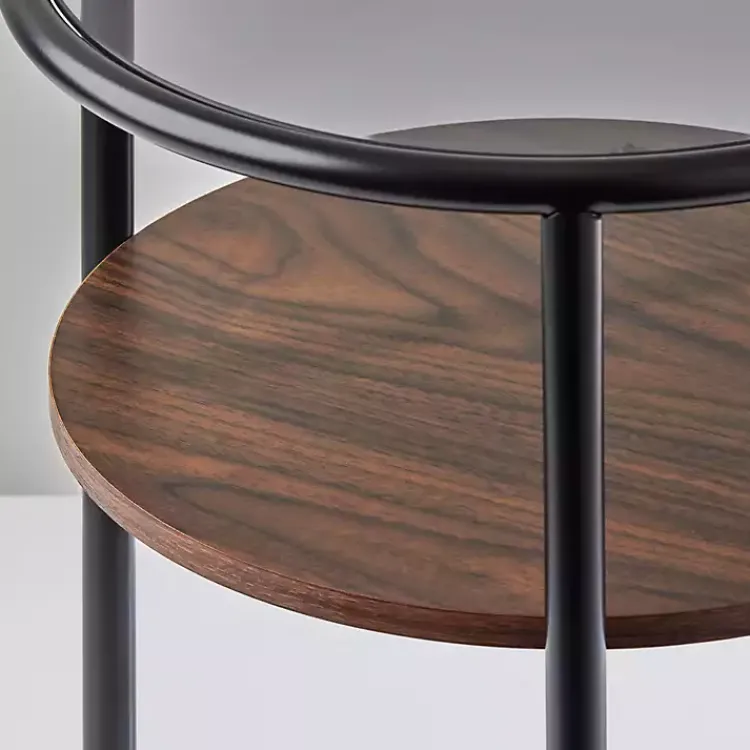 Kirklands Home Accent & End Tables|Glass Top Accent Table with Wood Shelf Gray