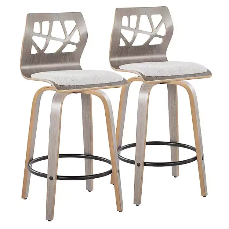 Kirklands Home Bar Stools & Counter Height Stools|Golia Swivel Counter Stools, Set of 2 Gray