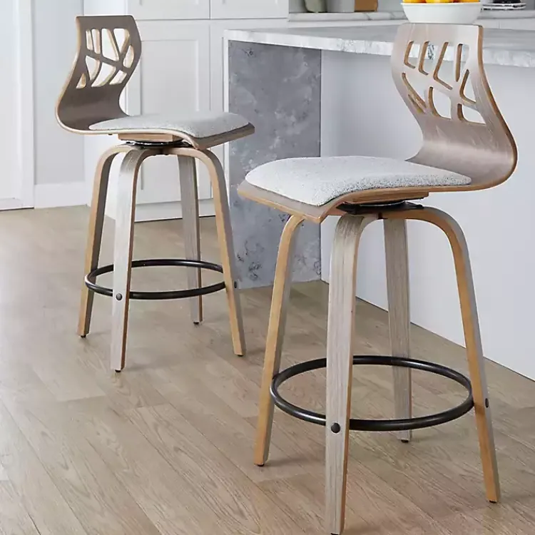 Kirklands Home Bar Stools & Counter Height Stools|Golia Swivel Counter Stools, Set of 2 Gray