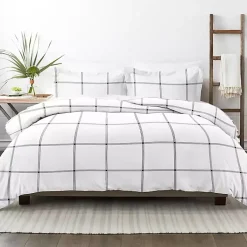 Kirklands Home Duvets|Gray Grid Plaid 3-pc. Micro King Duvet Cover Set