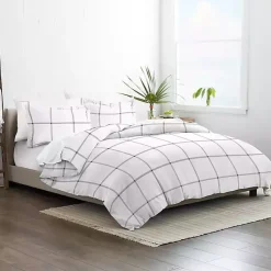Kirklands Home Duvets|Gray Grid Plaid 3-pc. Micro King Duvet Cover Set