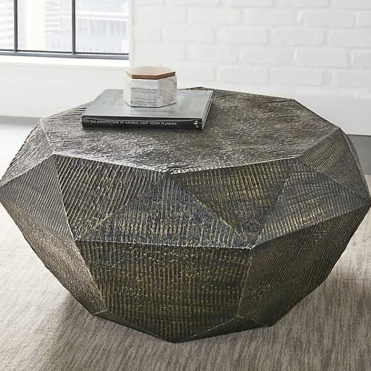 Kirklands Home Coffee Tables|Gray Hand-Stamped Iron Octagonal Coffee Table