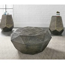 Kirklands Home Coffee Tables|Gray Hand-Stamped Iron Octagonal Coffee Table