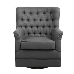 Kirklands Home Accent Chairs|Hand-Tufted Swivel Glider Accent Chair Gray