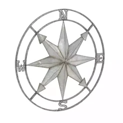 Kirklands Home Outdoor Wall Decor|Gray Iron Compass Outdoor Plaque Silver