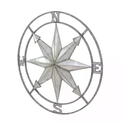 Kirklands Home Outdoor Wall Decor|Gray Iron Compass Outdoor Plaque Silver