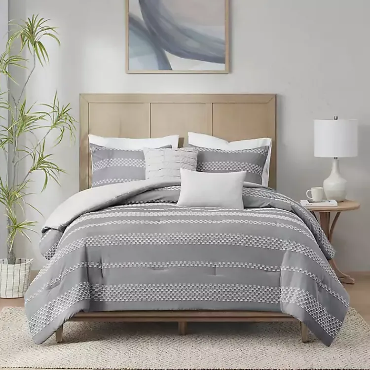 Kirklands Home Comforters|Jacquard 5-pc. Full/Queen Comforter Set Gray