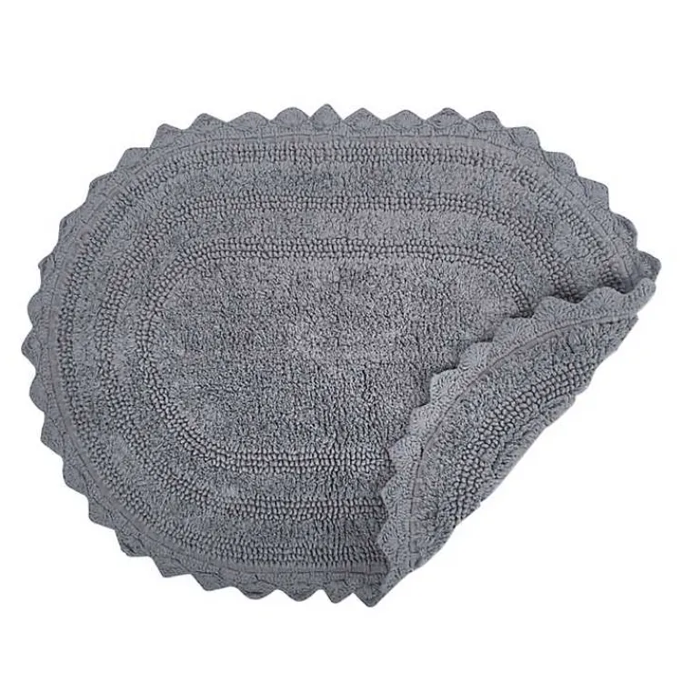 Kirklands Home Bathroom Rugs|Large Crochet Oval Bath Mat Gray