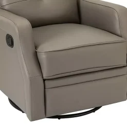 Kirklands Home Accent Chairs|Leather Swivel Rocker Recliner Gray