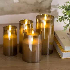 Outlet LED Soft Flame Glass Pillar Candle, 4x8 in. Flameless Candles