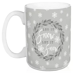 Sale Gray Let it Snow Christmas Mugs, Set of 2 Christmas Dining & Entertaining