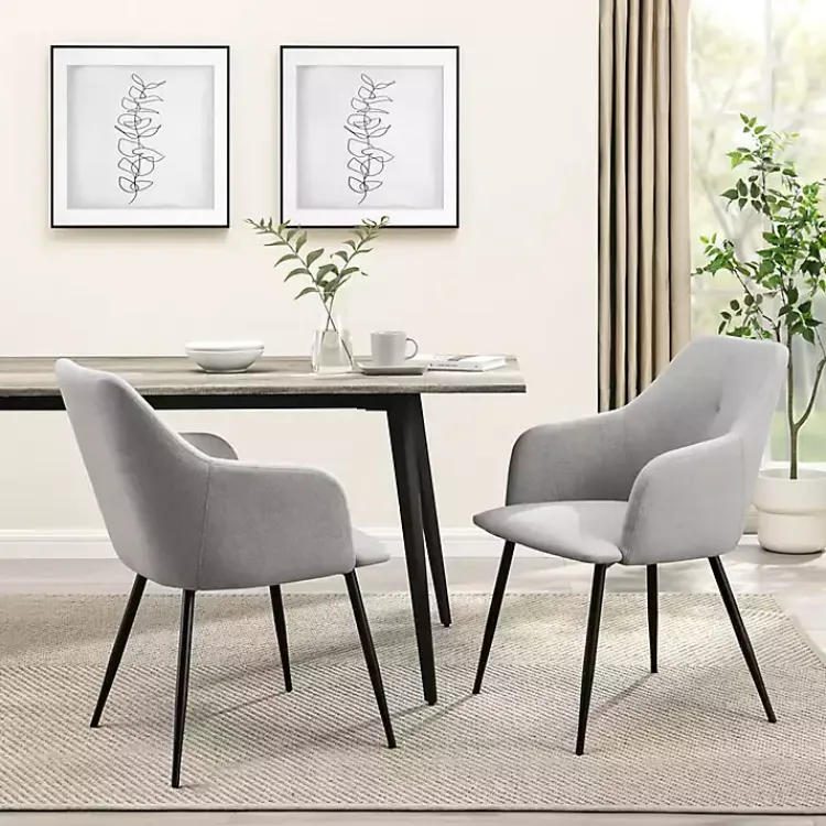 Kirklands Home Dining Chairs|Lily Upholstered Dining Chairs, Set of 2 Gray