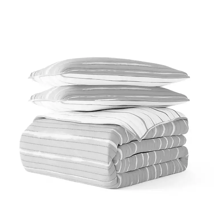 Kirklands Home Quilts|Gray Linear Reversible 2-pc. Twin Quilt Set