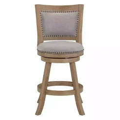 Kirklands Home Bar Stools & Counter Height Stools|Linen and Driftwood Swivel Counter Stool Gray
