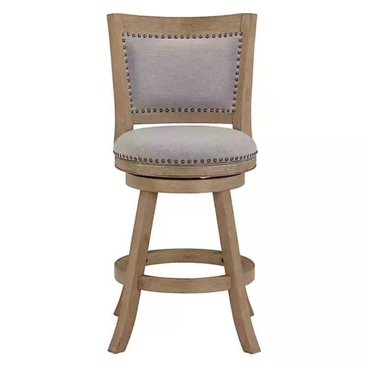 Kirklands Home Bar Stools & Counter Height Stools|Linen and Driftwood Swivel Counter Stool Gray