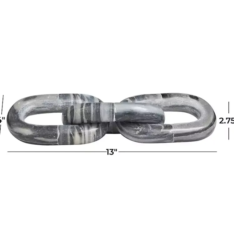 New Gray Marble 3-Link Chain Sculpture Statues & Figurines