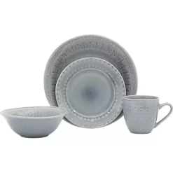 Kirklands Home Dinnerware|Medallion 16-pc. Ceramic Dinnerware Set Gray