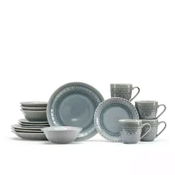 Kirklands Home Dinnerware|Medallion 16-pc. Ceramic Dinnerware Set Gray