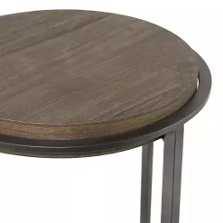 Kirklands Home Accent & End Tables|Metal & Wood Round Accent Table Gray