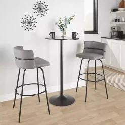 Kirklands Home Bar Stools & Counter Height Stools|Metal Cinch Swivel Bar Stools, Set of 2 Gray