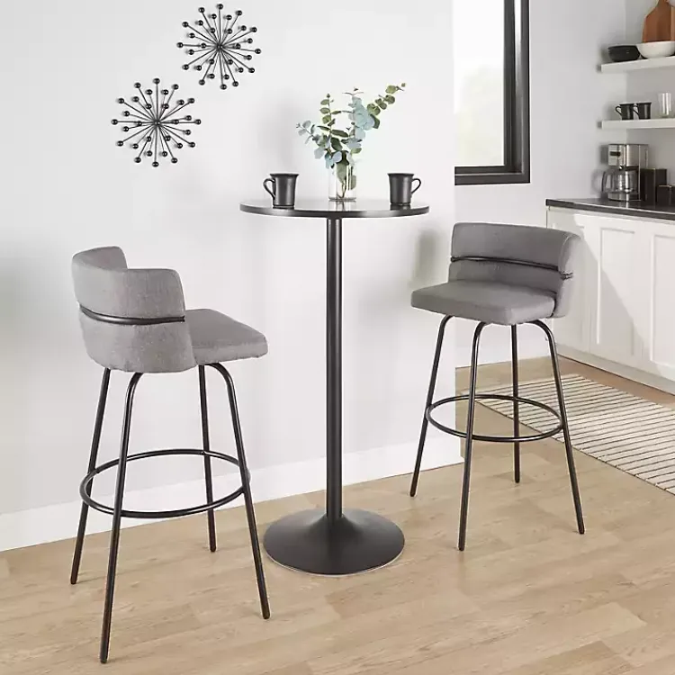 Kirklands Home Bar Stools & Counter Height Stools|Metal Cinch Swivel Bar Stools, Set of 2 Gray