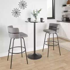 Kirklands Home Bar Stools & Counter Height Stools|Metal Cinch Swivel Bar Stools, Set of 2 Gray