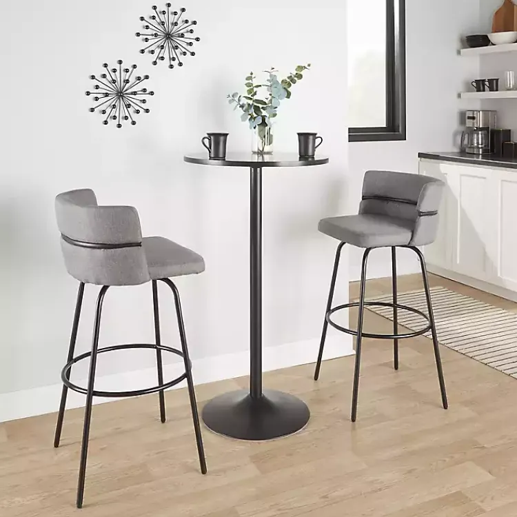 Kirklands Home Bar Stools & Counter Height Stools|Metal Cinch Swivel Bar Stools, Set of 2 Gray