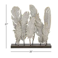 Clearance Metal Distressed Feathers Sculpture with Base Statues & Figurines