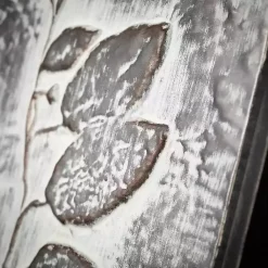 Kirklands Home Wall Plaques|Gray Metal Raised Leaf Wall Plaques, Set of 2