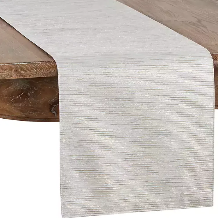 Kirklands Home Table Linens|Gray Metallic Woven Stripe Table Runner