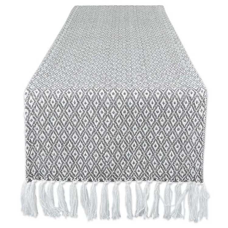 Kirklands Home Table Linens|Mini Diamond Fringe End Table Runner, 108 in. Gray