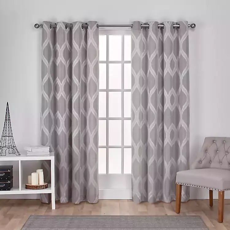 Kirklands Home Curtains & Drapes|Monte Curtain Panel Set, 108 in. Gray