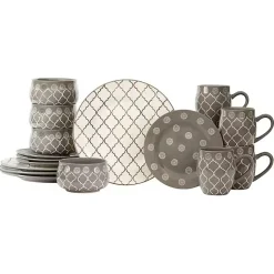 Kirklands Home Dinnerware|Moroccan Mix 16-pc. Dinnerware Set Gray