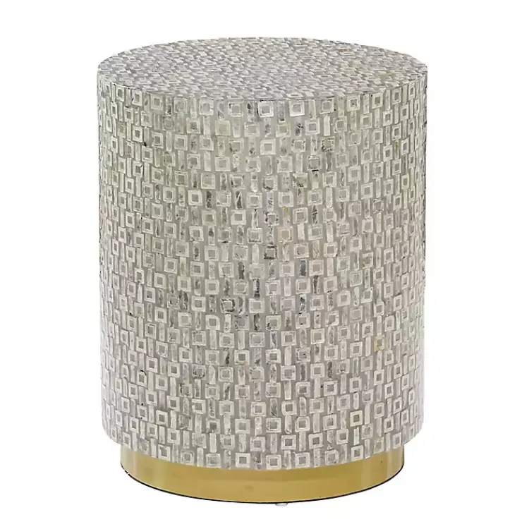 Kirklands Home Accent & End Tables|Mother Of Pearl Sells Wood Base Accent Table Gray